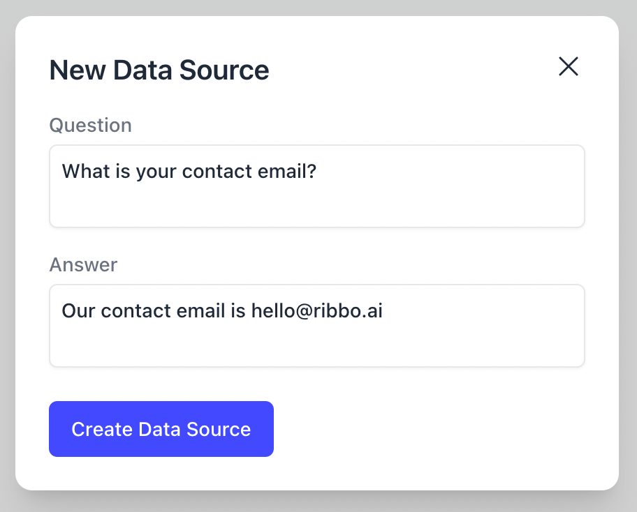 Q&A Text Data Source Example